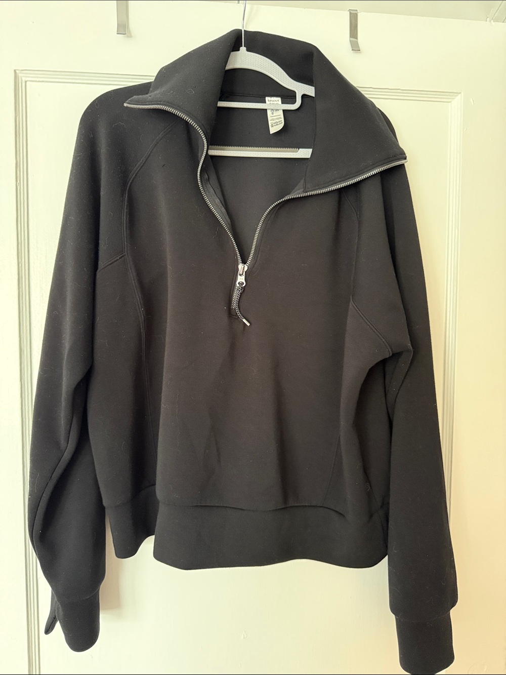 SPANX AirEssentials Black Quarter-Zip Turtleneck Pullover